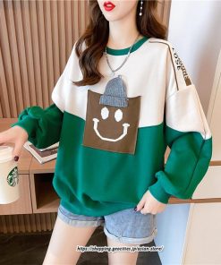 パーカー | トレーナー レディース プルオーバー クルーネック 長袖 トップス スウェット ゆったり 切り替え 大きいサイズ おしゃれ コットン 送料無料 厚手 丸首 綿