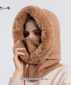 レディース | ニット帽子 冬用マスク かわいい 帽子付き ポア付き ネックウォーマー 秋冬 防風 防寒 スノーボード ウェア  防寒対策 冬 耳カバー 2022新作 あったか