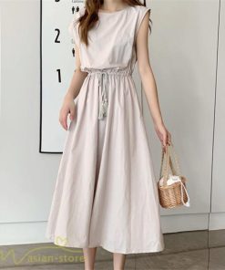 マキシ | 夏ワンピース 半袖 涼感 フレアワンピース 可愛い ロングワンピース ミモレ丈 大人 30代40代 オフィス お出かけ スリム 裏地付き リネン フェミニン 無地