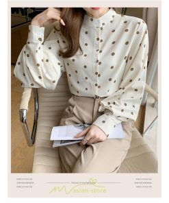 シャツ・ブラウス | シャス ブラウス 春夏 秋 シフォン レディース 長袖 フォーマル オフィス 入学式 入園式 ドット柄 外出 お出かけ ビジネス 20代30代40代50代 通勤 OL