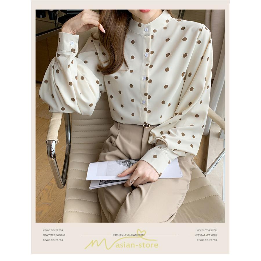 シャツ・ブラウス | シャス ブラウス 春夏 秋 シフォン レディース 長袖 フォーマル オフィス 入学式 入園式 ドット柄 外出 お出かけ ビジネス 20代30代40代50代 通勤 OL