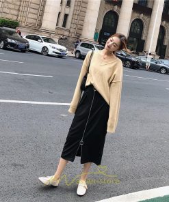 スカート | レディース タイト膝丈ストレッチ ジップアップ ボトムス ファスナー ブラック 無地 シンプル 伸縮性ある生地 膝下丈