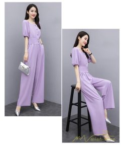 セットアップ | スーツ レディース 半袖 ブラウス パンツ 2点セット 上下 ロングパンツ ワイドパンツ ボトムス 大きいサイズ カジュアル レディース ゆったり