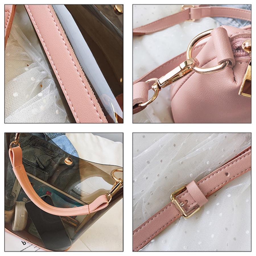 ショルダーバッグ | トートバッグ 斜めがけバッグ 2点セット ポーチ付き レディース クリアバッグ おしゃれ ビニールバッグ 大容量