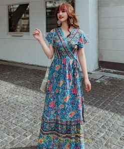 マキシ | ワンピース レディース ワンピ ロングワンピ ロング コットン ゆったり 夏 リゾート サマードレス かわいい 大人 Vネック オトナ 着痩せ レトロ 個性的