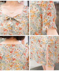 ミディアム | ワンピース Aライン レディース サマーワンピース 花柄 フレア 上品 シフォン 薄手 夏 新作 カジュアル 大人 着痩せ 裾口スリット 上品 おでかえk きれいめ