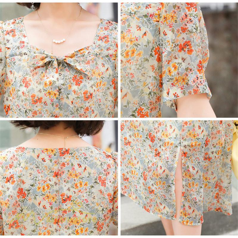 ミディアム | ワンピース Aライン レディース サマーワンピース 花柄 フレア 上品 シフォン 薄手 夏 新作 カジュアル 大人 着痩せ 裾口スリット 上品 おでかえk きれいめ