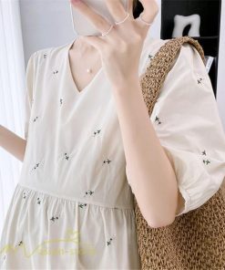 ワンピース | マタニティレディース 着痩せ 半袖 サマーマタニティウェア 上品 Aライン ゆる大きいサイズ お出かけ 韓国風 Vネック 妊婦服