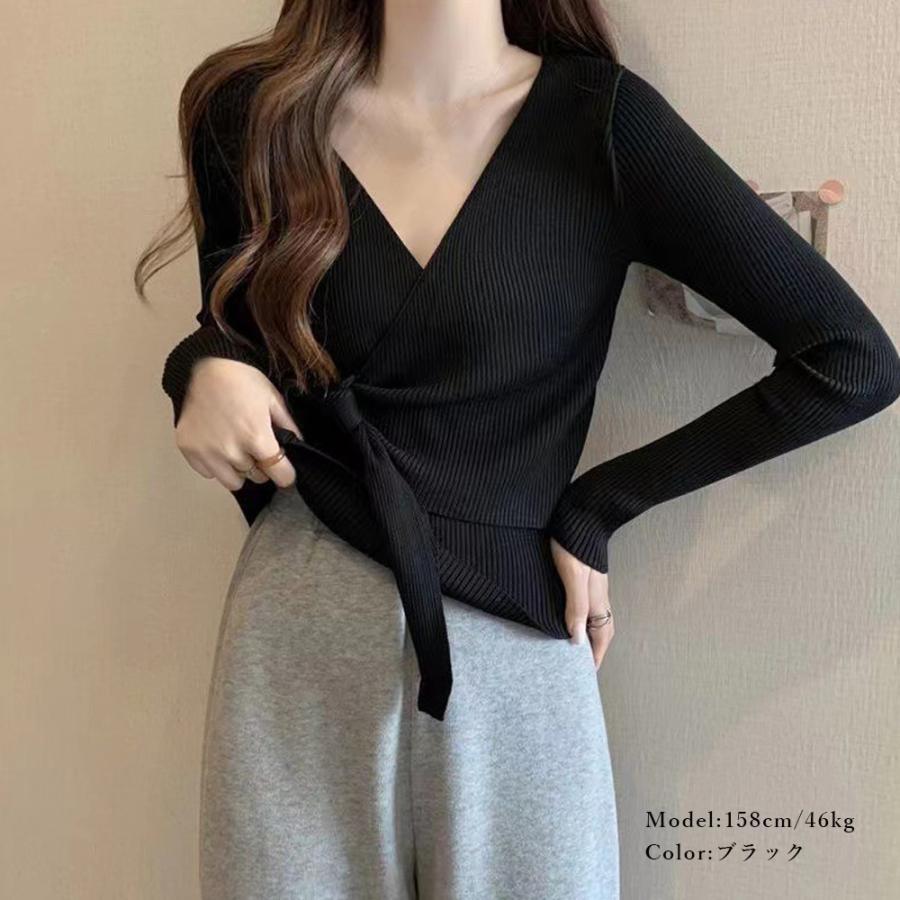 ニット・セーター | カシュクールリブニットトップス 大人秋服