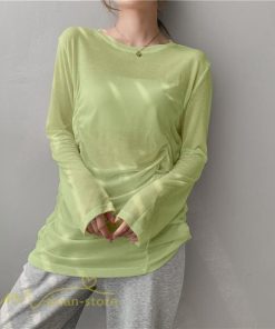 tシャツ・カットソー | Tシャツ Tシャツ レディース 無地 長袖 トップス カジュアルTシャツ おしゃれ クルーネック 秋服 夏秋 インナー 日常感 大きいサイズ 薄手 タック ゆったり 上品