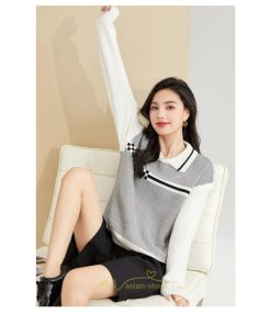 ニット・セーター | ニット レディース トップス 秋冬 セーター 長袖 秋服コーデ 切り替え ボーダー柄 ストライプ あったか 暖か 2022新作 通学 定番 かわいい 通勤 オシャレ