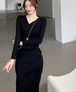 ワンピース | カシュクール リブニット秋冬