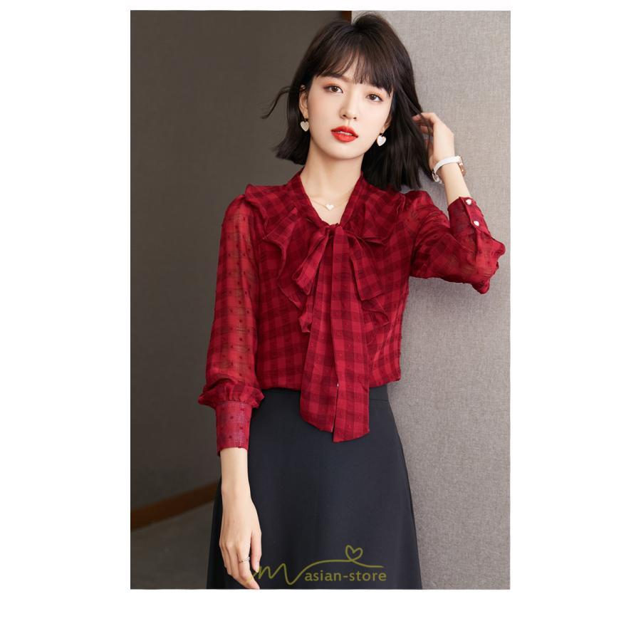 シャツ・ブラウス | シャツ ブラウス 春 秋 冬 シフォン 長袖 レディース フォーマル 通勤 OL オフィス ビジネス カジュアル リボン 綺麗 可愛い おしゃれ 高級感 キレイめ