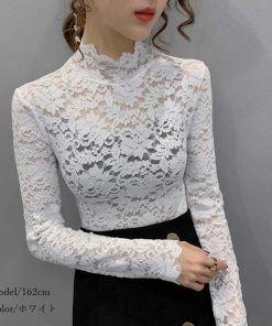 Tシャツ・カットソー | インナー 総レース シースルー 花柄 ハイネック カットソー 重ね着 レディース セクシー トップス エレガント