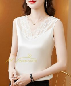 キャミソール タンクトップ | トップス タンクトップ レディース ノースリーブ Vネック Vネックタンク 20代30代40代50代 ママ 母 インナー カジュアル お出かけ カシュクール レース付き