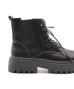 ショートブーツ | 春秋冬 靴 レースアップ 厚底 レディースブーツ ブラックブラウン ワークブーツ