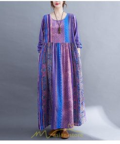 マキシ | ワンピース ルームウェア コットン 部屋着 大きいサイズ 秋 ゆったり 体型カバー 着痩せ レディース 可愛い　ゆったり ロング 外出 ぽっちゃり 長袖