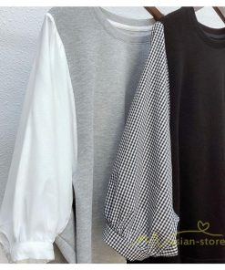 tシャツ・カットソー | 長袖ブラウス レディース Tシャツ 秋物 切替ブラウス 切替Tシャツ トップス 七分袖 長袖 夏秋物 ドッキングTシャツ 20代30代 長袖Tシャツ ドッキングブラウス