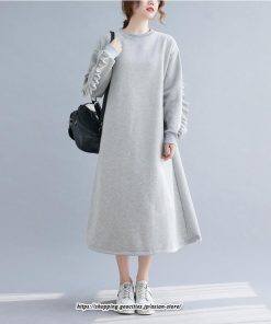 マキシ | ワンピース レディース ロングワンピース 長袖 無地 ゆったり 裏起毛 体型カバー パーカー風 シンプル キレイめ オシャレ 30代 40代 20代 50代　 お出かけ