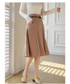 スカート | 膝丈 フレアレディース 春 夏 春夏 黒 シンプル ひざ丈 無地 ミモレ丈 カーキ 秋 冬 お洒落 通学 オールシーズン 通勤 上品 キレイめ