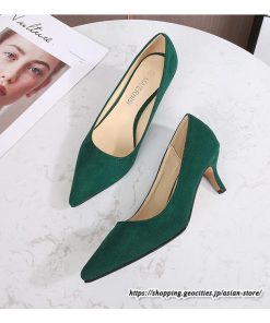 パンプス | スエードレディースシューズ ポインテッドトゥ ピンヒール スリッポン ストラップなし 滑り止めソール ミドルヒール ビジネス 大人 無地 上品