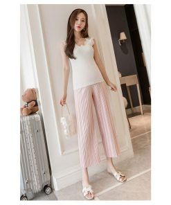 パンツ レギンス | マタニティワイドパンツ マタニティ服 プリーツパンツ ゆったり薄手 ボトムス 八分丈ズボン マタニティウェア 涼しい M L 柔らか アジャスター 3色 XXL XL