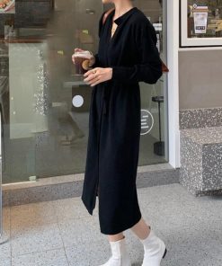 ワンピース | キーネック 大人 おしゃれ ロングワンピ 秋冬 シンプル 上品 ニットレディース セーター暖かい