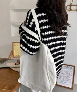 カーディガン | 配色ボーダー柄ニットカーディガンVネック