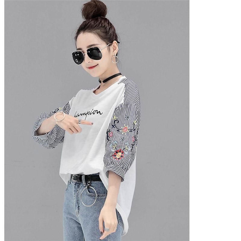 シャツ・ブラウス | シャツ ブラウス レディース パフスリーブ 花柄 刺繍 ストライプ トップス ラウンドネック 韓国風 カジュアル フェミニン トレンド ゆったり ファッション