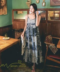 ノースリーブ | キャミソール ワンピース キャミワンピ レディース ロング丈 ゆったり カジュアル かわいい 体型カバー リラックス 春 薄手 旅行着 総柄 送料無料 夏