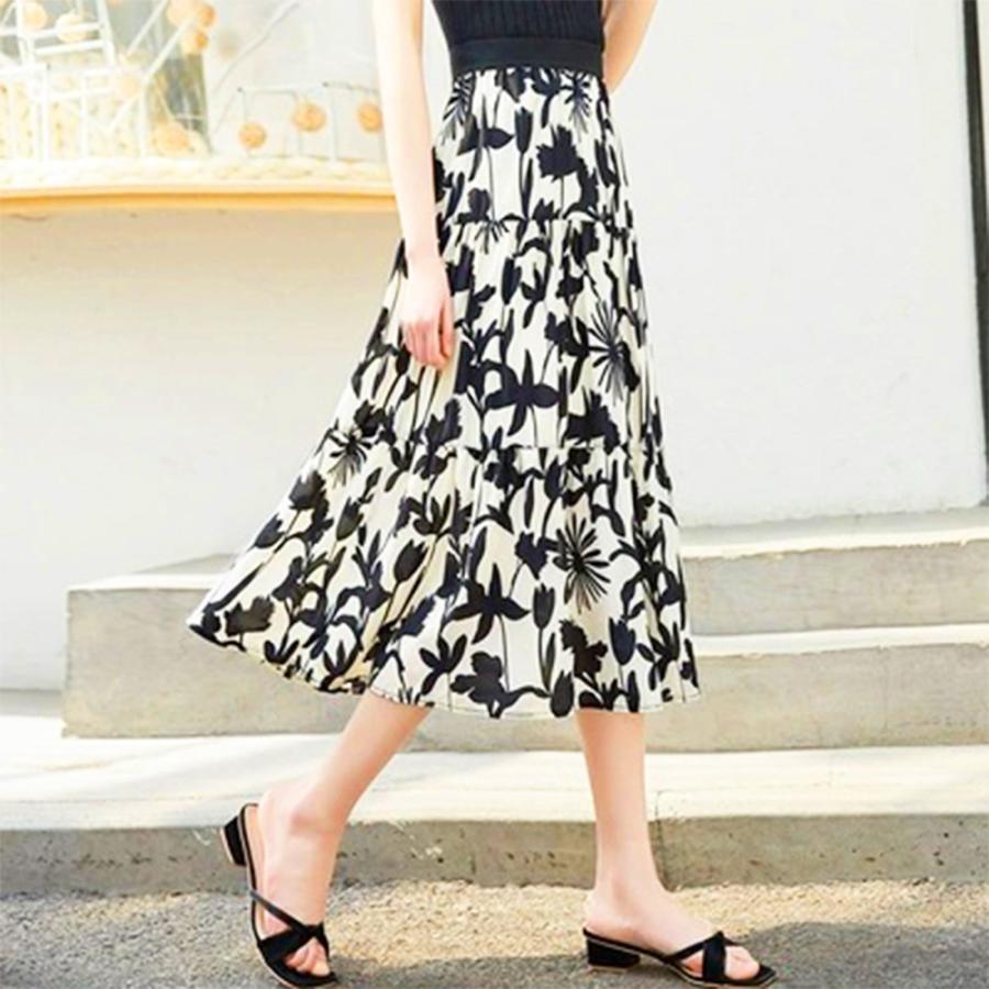 フレアスカート | ミモレ丈スカート サラリ Aライン 花柄