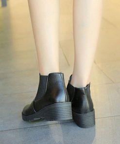 ショートブーツ | ブーツ 歩きやすい ローヒール 内ボア レディース サイドゴア ブーティ