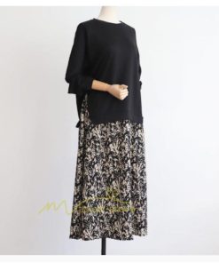 マキシ | ワンピース ドッキングワンピース レディース 長袖 2way ニット 重ね着風 大きいサイズ 30代 40代 50代 お出かけ マキシワンピ 体型カバー カジュアル 春夏秋