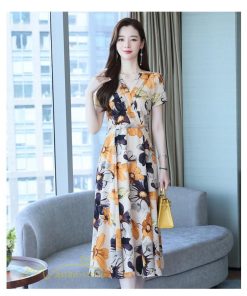 ミディアム | Aラインワンピース レディース 着痩せ 花柄 30代 40代 サマーワンピース ひざ下丈 ワンピース フレア きれいめ 大きいサイズ 上品 ポケット付き プリント 夏