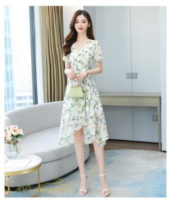 ミディアム | ワンピース レディース 40代ワンピース 花柄 きれいめ おしゃれ Vネック 膝丈 夏 新作 カジュアル 半袖 Aラインワンピース 40代 エレガント 20代 30代 きれいめ