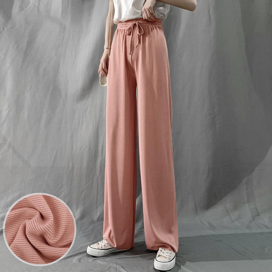 ワイドパンツ | ハイウエスト レディース ストレートパンツ 接触冷感 ロングパンツ ハイウエストサマーパンツ リラックスパンツ