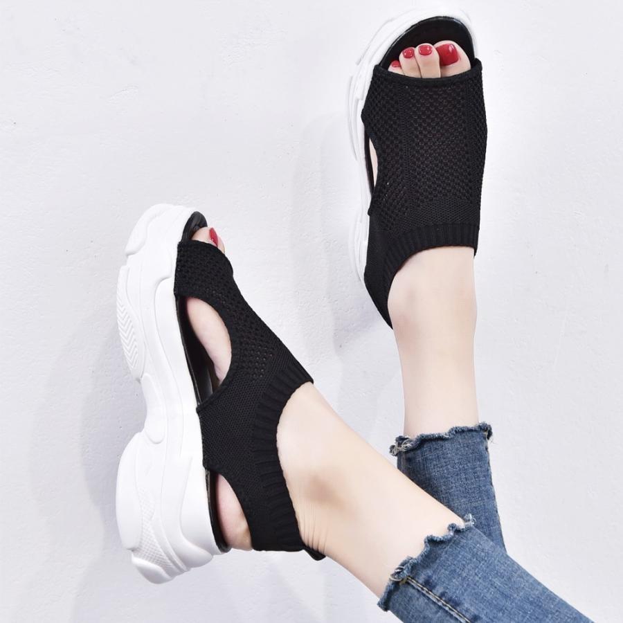 パンプス | 通気性 サンダル メッシュ 韓国風 歩きやすい 厚底 カジュアル レディース スポーツサンダル