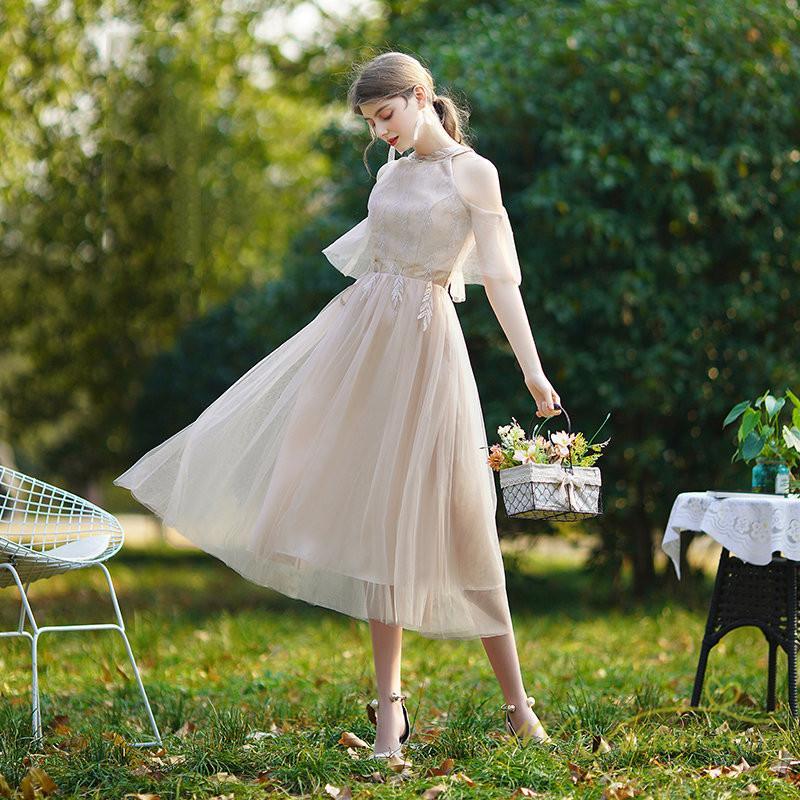 大人 | パーティードレス ドレス 結婚式 ミモレ丈 フォーマル ワンピース レース 袖あり 同窓会 謝恩会 二次会 綺麗 成人式 披露宴 スカート