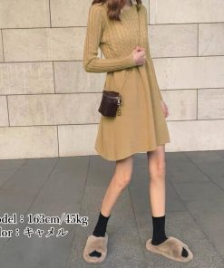 ワンピース | ケーブル編みニットミニ韓国風