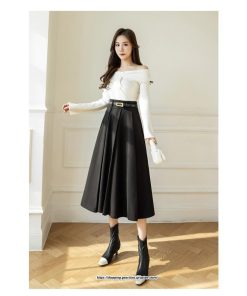 スカート | ロング秋 冬 レディース ボトムス ロング フレアAライン プリーツ 30代 40代 50代  ラシャ 送料無料 暖か 2022年秋冬 通勤 通学