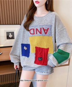 パーカー | トレーナー レディース プルオーバー クルーネック 長袖 トップス Tシャツ スウェット ゆったり 切り替え 大きいサイズ コットン 丸首 送料無料 おしゃれ 綿