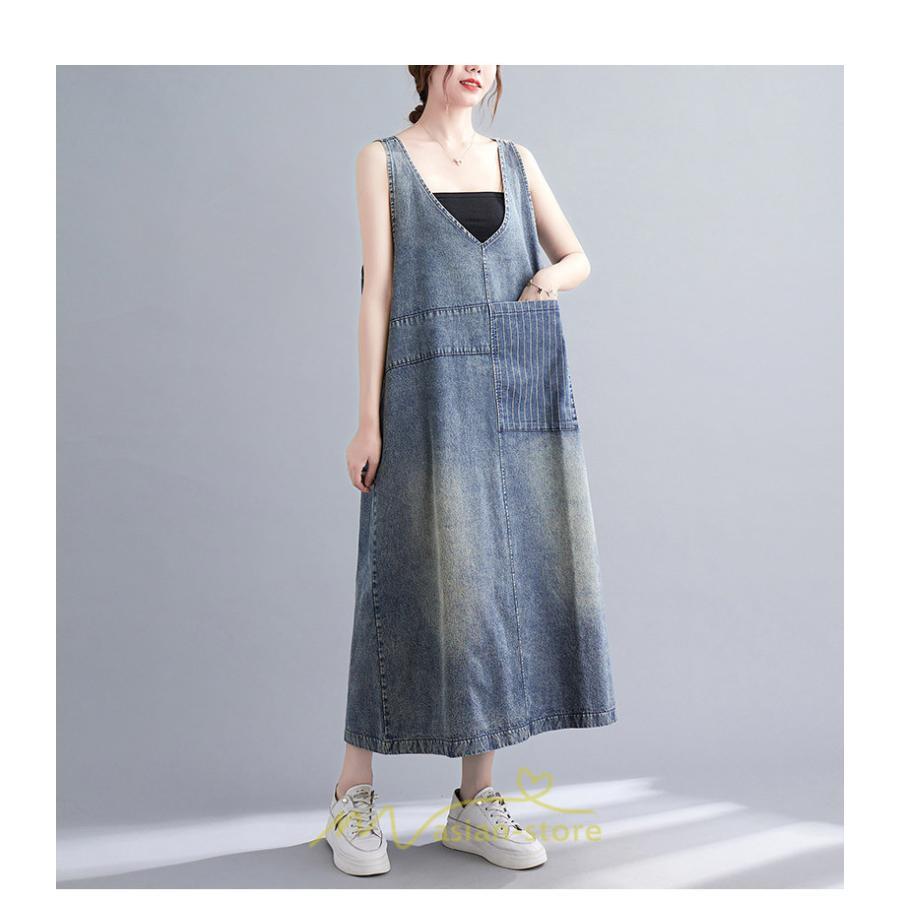 オーバーオール サロペット | デニム サロペット スカート オーバーオール ジャンパースカート レディース 可愛い オシャレ ポケット付き ロング 20代30代40代50代 オールインワン 夏秋