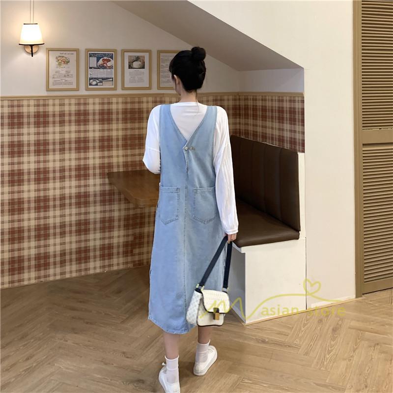 オーバーオール サロペット | レディース レディス ボトムス ジャンバースカート サロペット ロング丈 無地 20代 30代 40代 50代 上品 デニムワンピース オールインワン 体型カバー デニム
