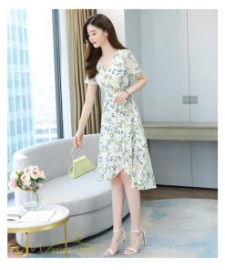 ミディアム | ワンピース レディース 40代ワンピース 花柄 きれいめ おしゃれ Vネック 膝丈 夏 新作 カジュアル 半袖 Aラインワンピース 40代 エレガント 20代 30代 きれいめ
