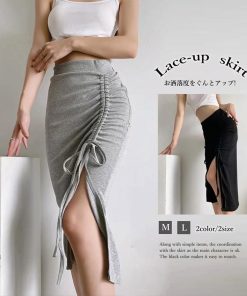 タイトスカート | 編み上げレースアップスカートハイウエスト