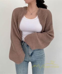 カーディガン | ニットショート丈 アウター レディース 羽織り 無地 長袖 ライトアウター セーター 可愛い 通学通勤 20代30代 ニット 春秋