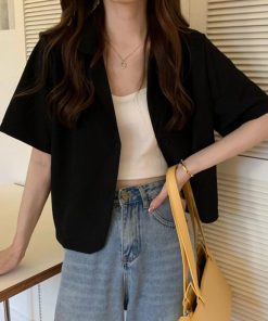 テーラードジャケット | ベーシッククロップド丈半袖ジャケット