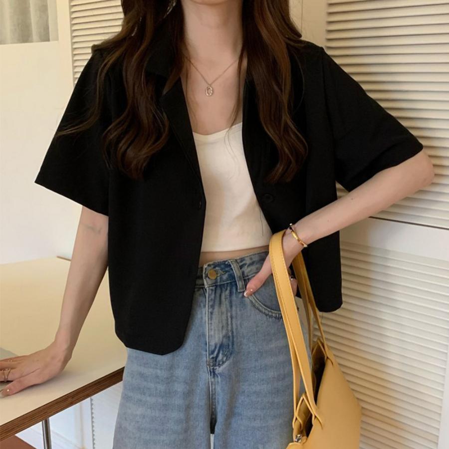 テーラードジャケット | ベーシッククロップド丈半袖ジャケット