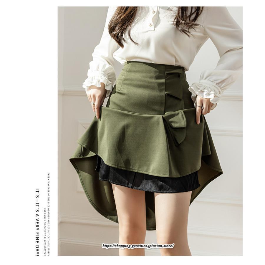 スカート | レディース ミモレ丈 ひざ丈 膝丈 マーメイドフリル オシャレ Aライン キレイめ 着痩せ フェミニン 通学 可愛い 秋服 落ち感 通勤