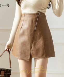 スカート | レザーレディース ミニタイト 秋 冬 PU Aライン ハイウエスト おしゃれ スリット フェイクレザー 可愛い 着痩せ オシャレ
